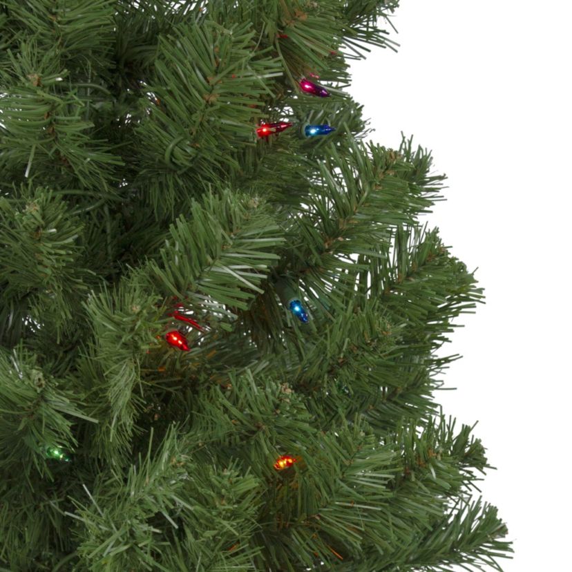 16ft Pre-Lit Commercial Pendleton Spruce Slim Artificial Christmas Tree Multicolor Lights