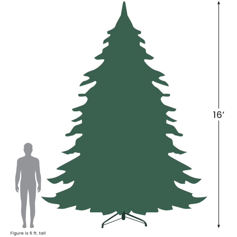16ft Pre-Lit Commercial Pendleton Spruce Slim Artificial Christmas Tree Multicolor Lights