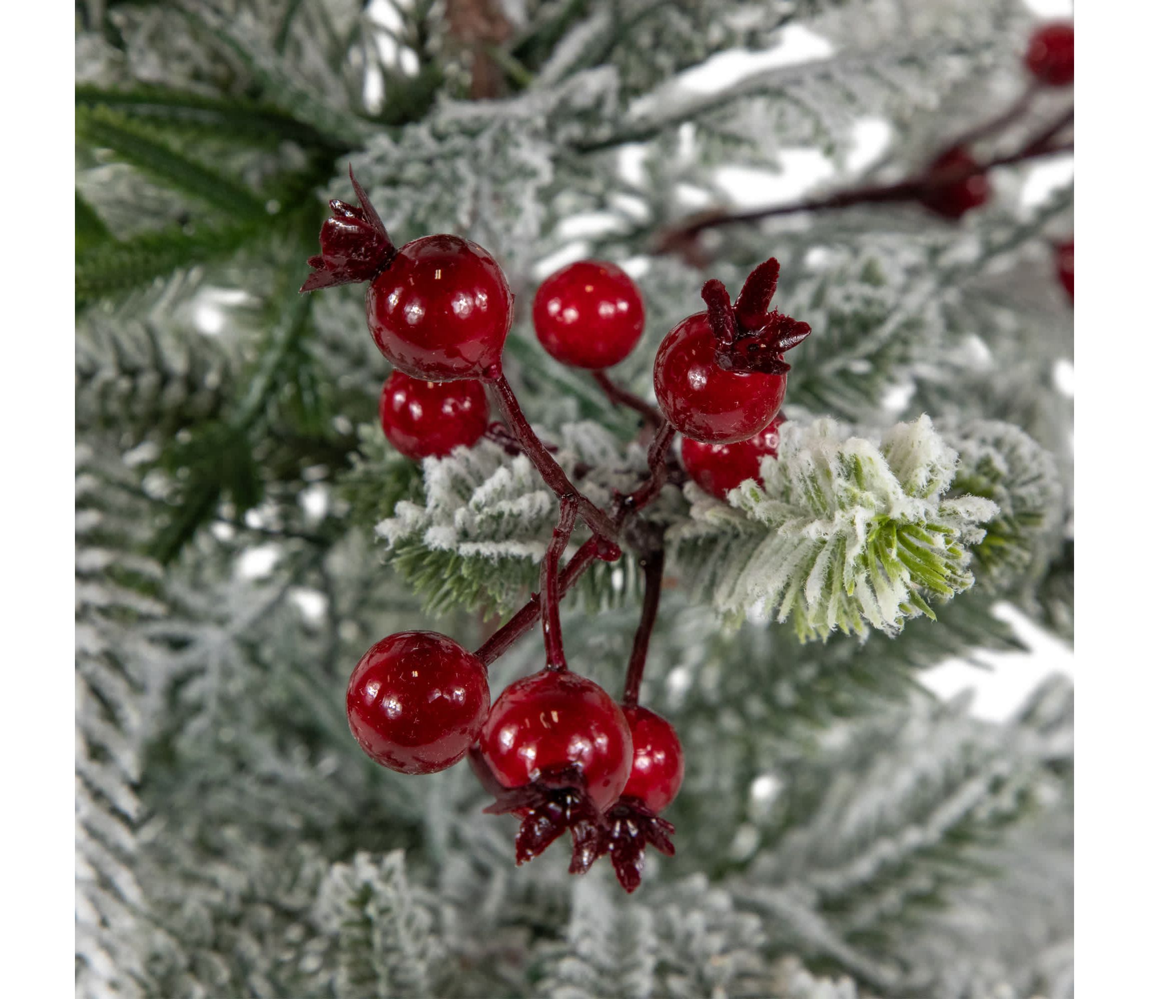 Pre-Lit LED Frosted Mixed Pine with Cardinals Potted Christmas Tree - 2 - Warm White Lights