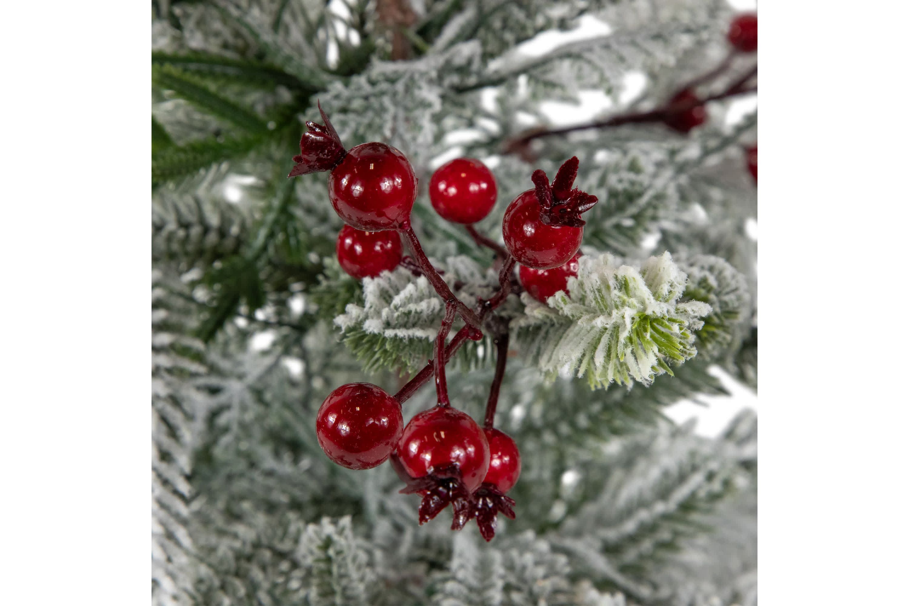 Pre-Lit LED Frosted Mixed Pine with Cardinals Potted Christmas Tree - 2 - Warm White Lights