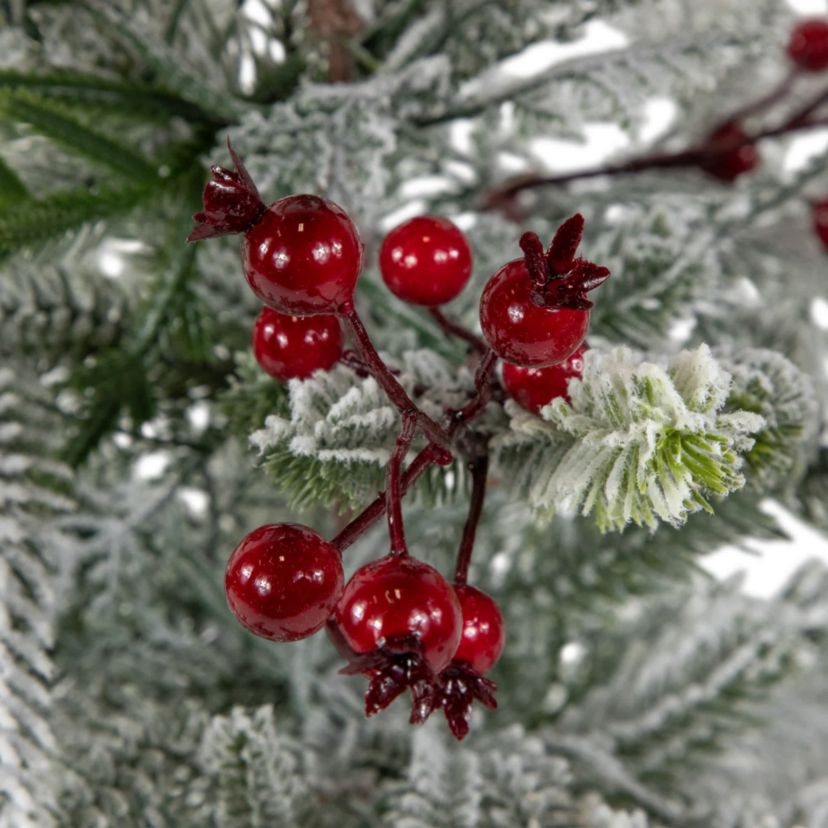 Pre-Lit LED Frosted Mixed Pine with Cardinals Potted Christmas Tree - 2 - Warm White Lights