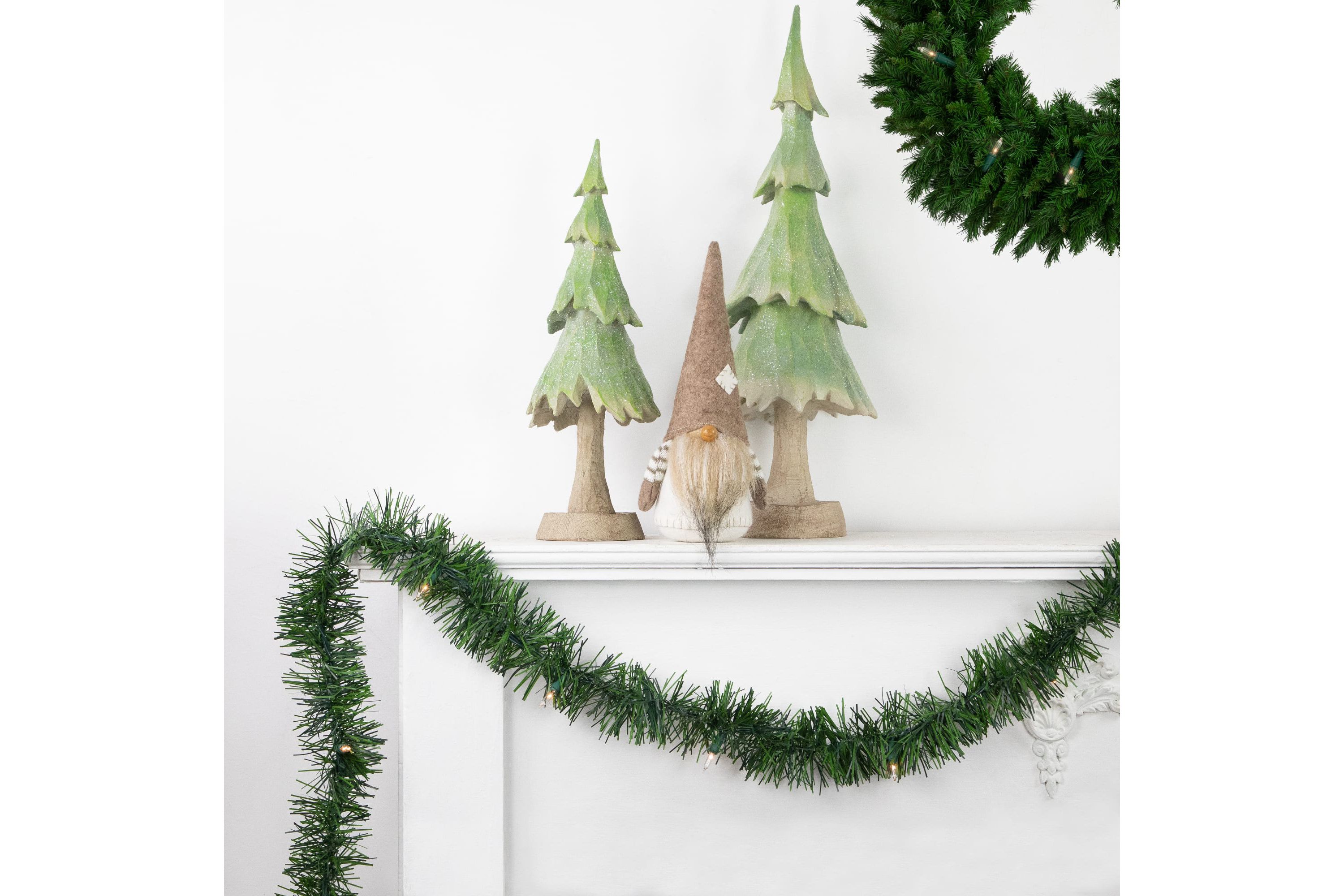 18ft x 3inch Pre-Lit Pine Two-tone Artificial Christmas Garland Clear Lights