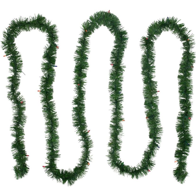 18 x 3" Pre-Lit Pine Two-tone Artificial Christmas Garland  Multicolor Lights