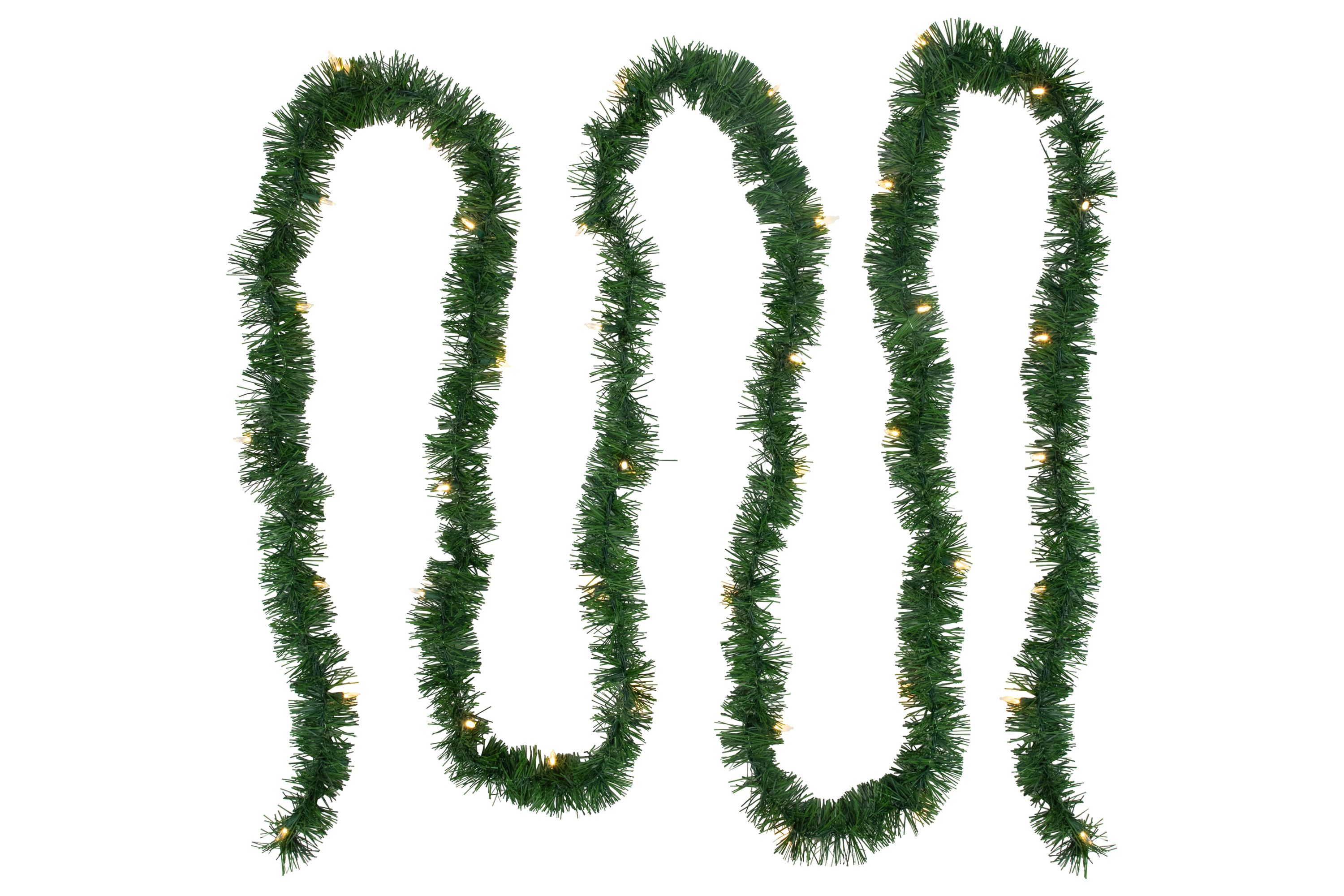 18ft x 3inch Pre-Lit Pine Artificial Christmas Garland Warm White LED Lights