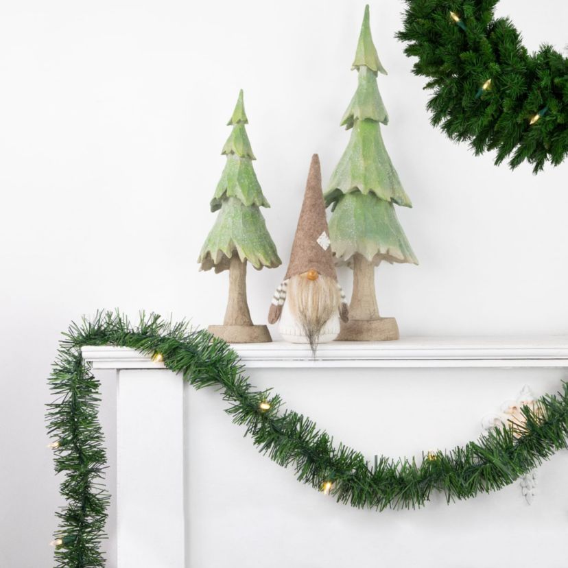 18ft x 3inch Pre-Lit Pine Artificial Christmas Garland Warm White LED Lights