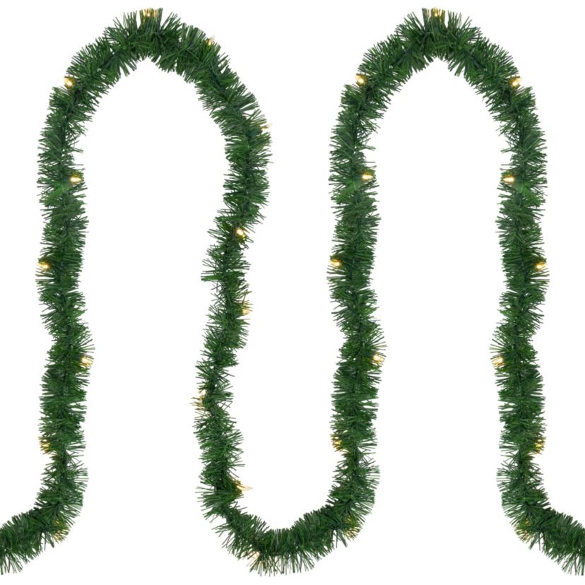 18ft x 3inch Pre-Lit Pine Artificial Christmas Garland Warm White LED Lights