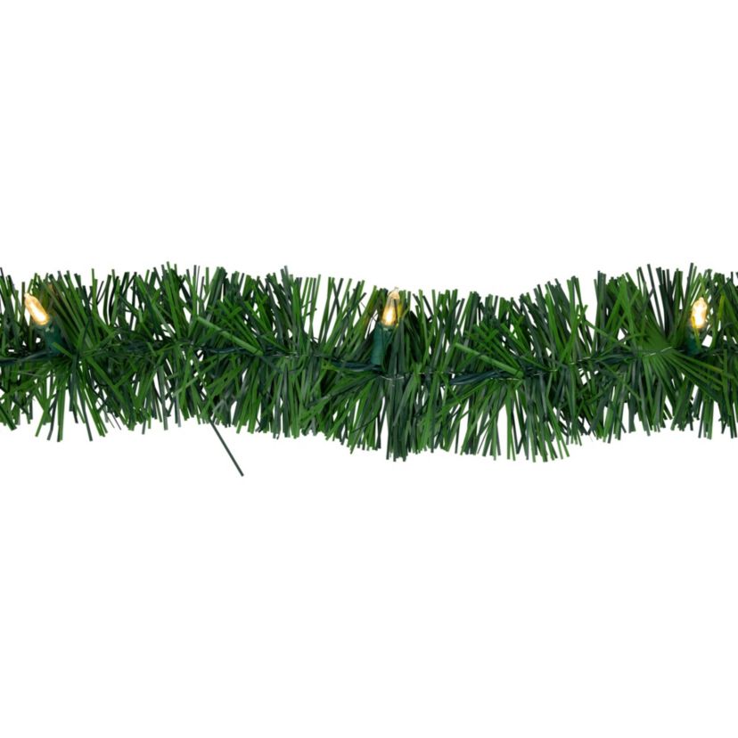 18ft x 3inch Pre-Lit Pine Artificial Christmas Garland Warm White LED Lights