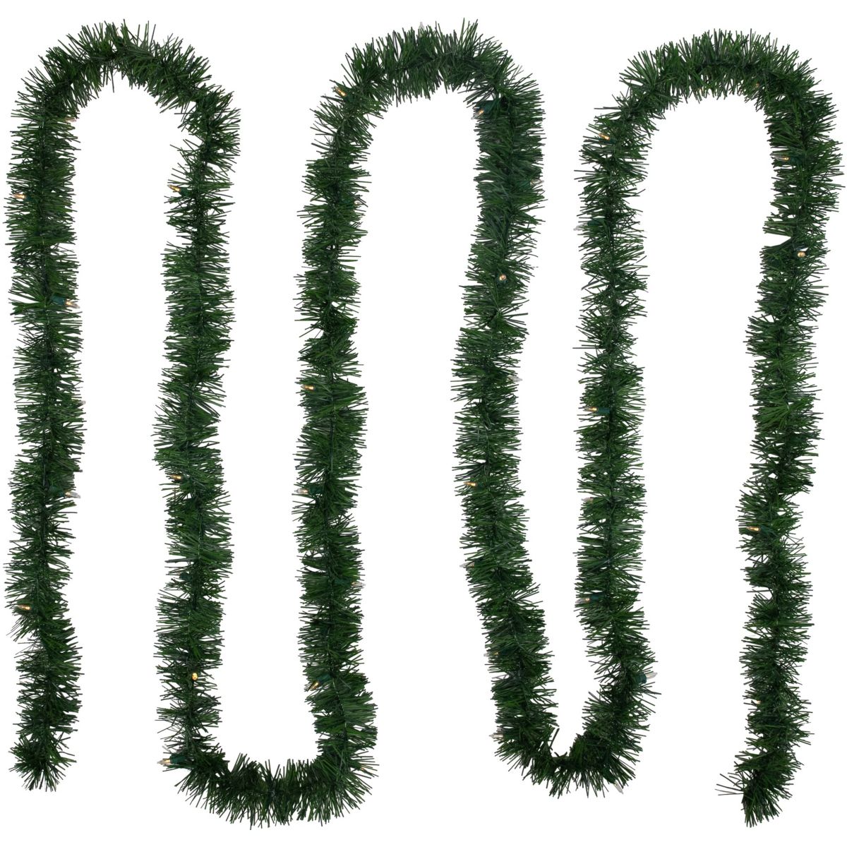 18ft x 3inch Pre-Lit Pine Artificial Christmas Garland Warm White LED Lights