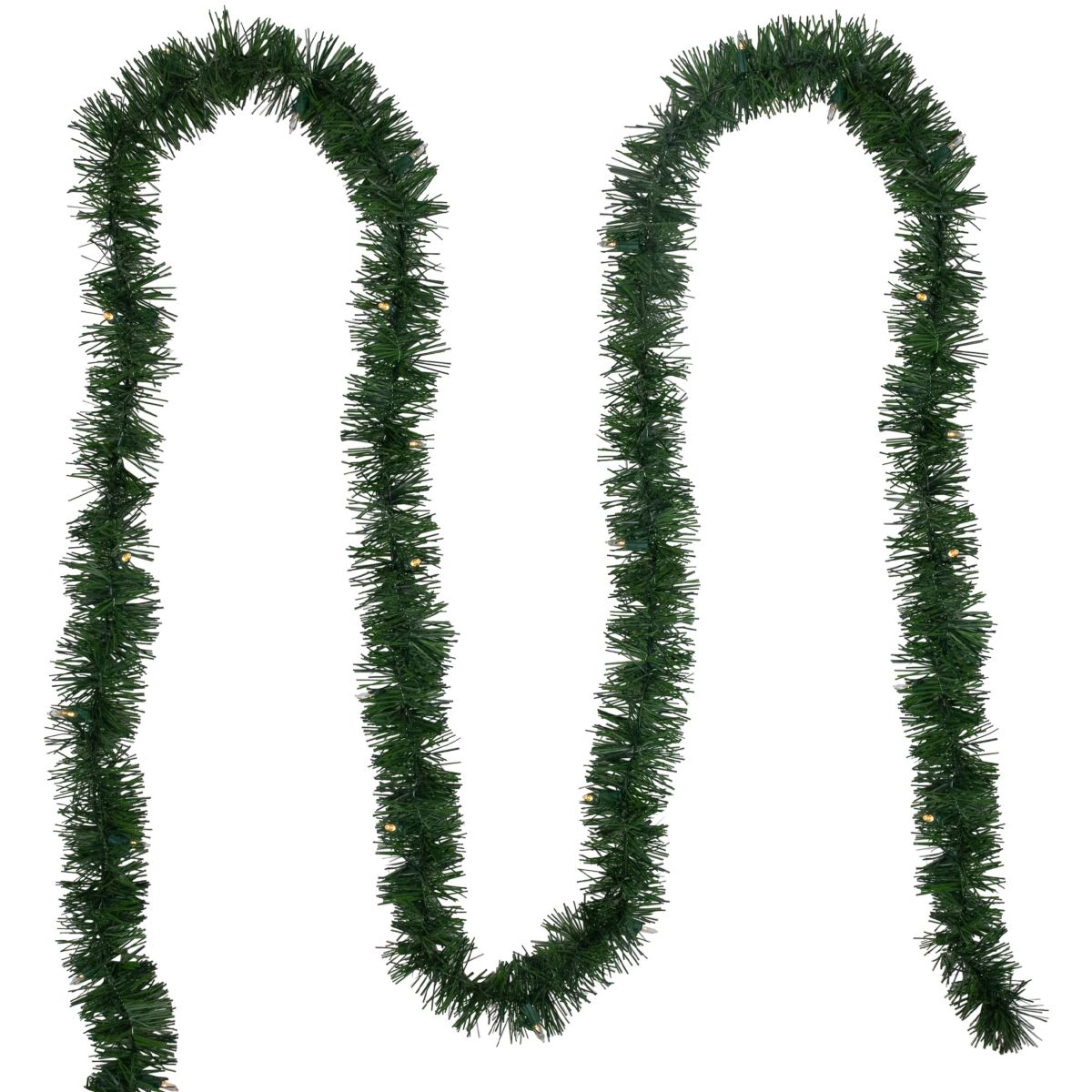 18ft x 3inch Pre-Lit Pine Artificial Christmas Garland Warm White LED Lights