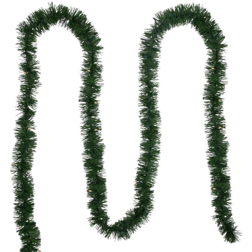 18ft x 3inch Pre-Lit Pine Artificial Christmas Garland Warm White LED Lights