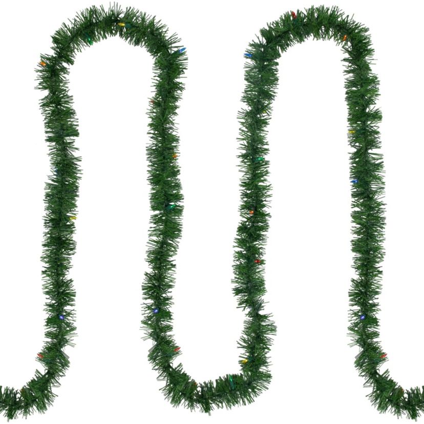 18ft Pre-Lit LED Pine Artificial Christmas Garland Multicolor Lights