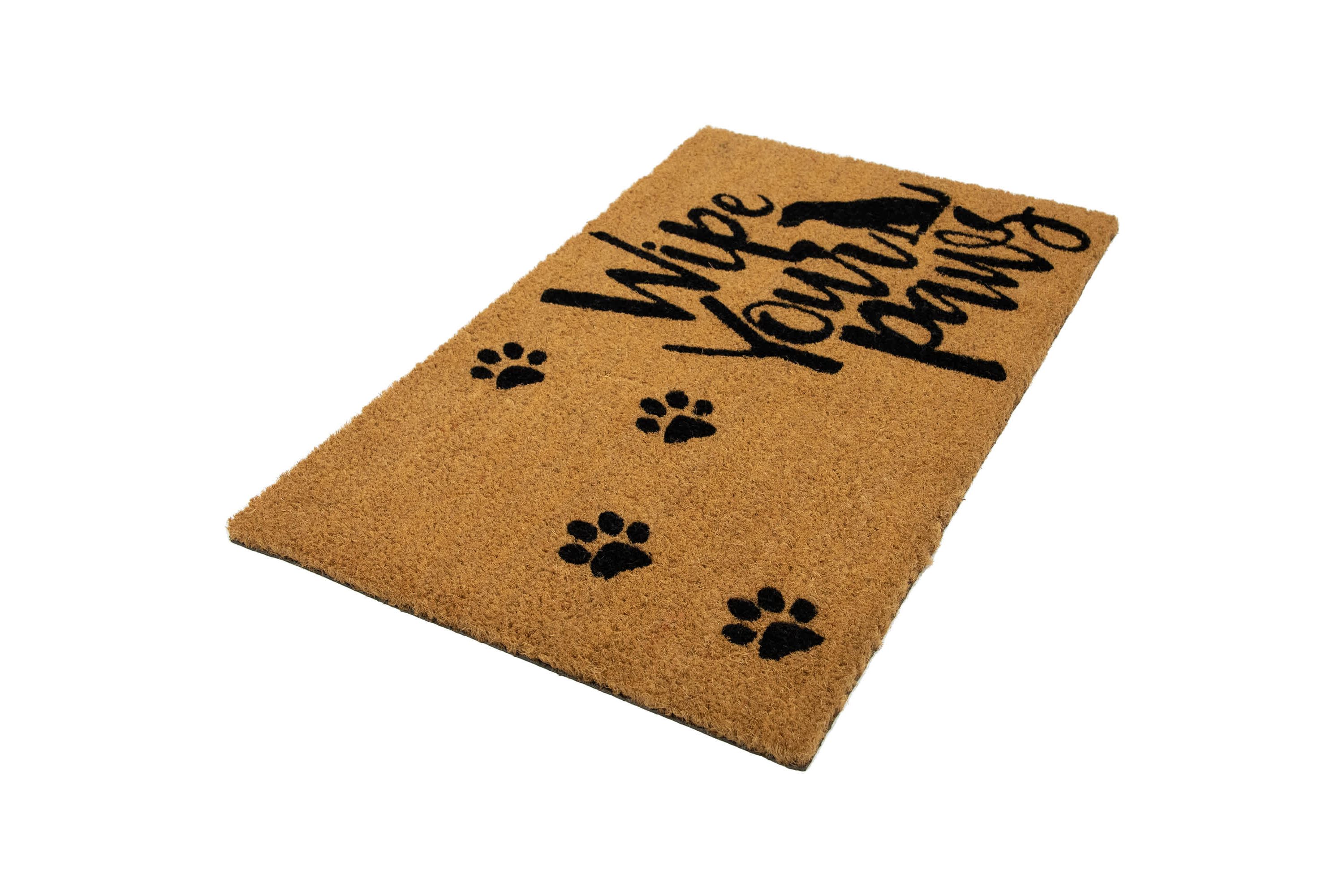 Natural Coir "Wipe Your Paws" Outdoor Doormat 18" x 30"