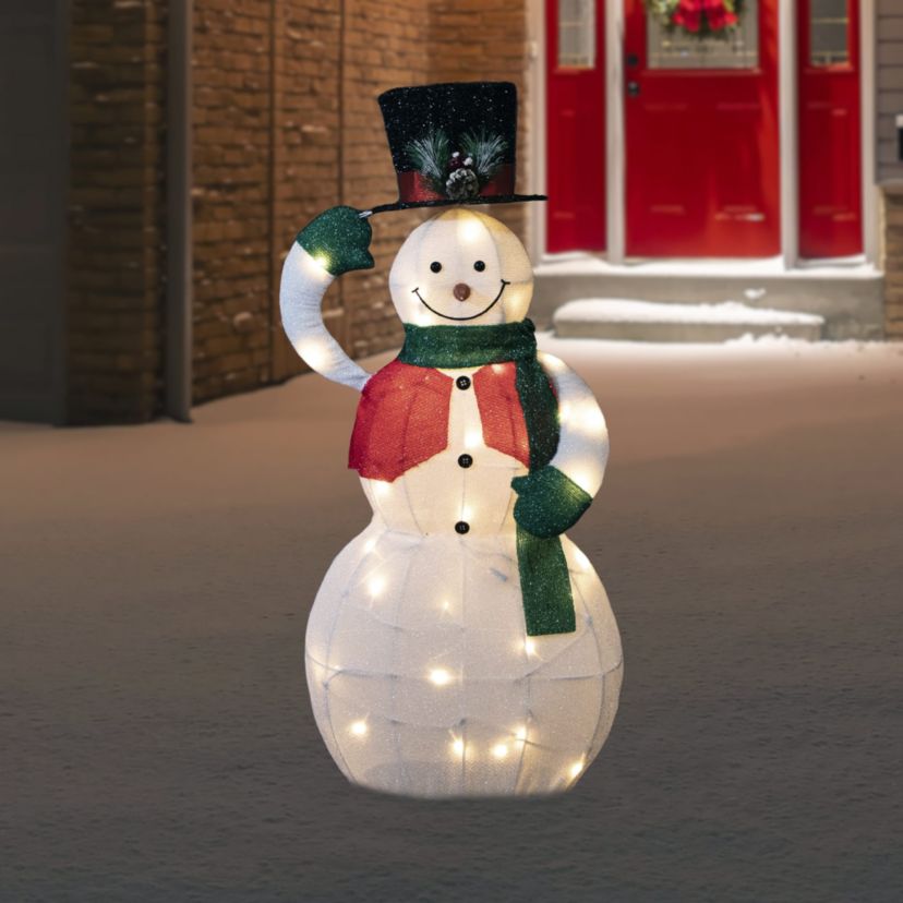 36" LED Lighted Animated Hat Tipping Snowman Christmas Figure