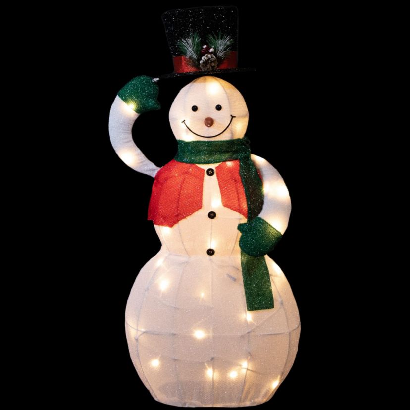 36" LED Lighted Animated Hat Tipping Snowman Christmas Figure