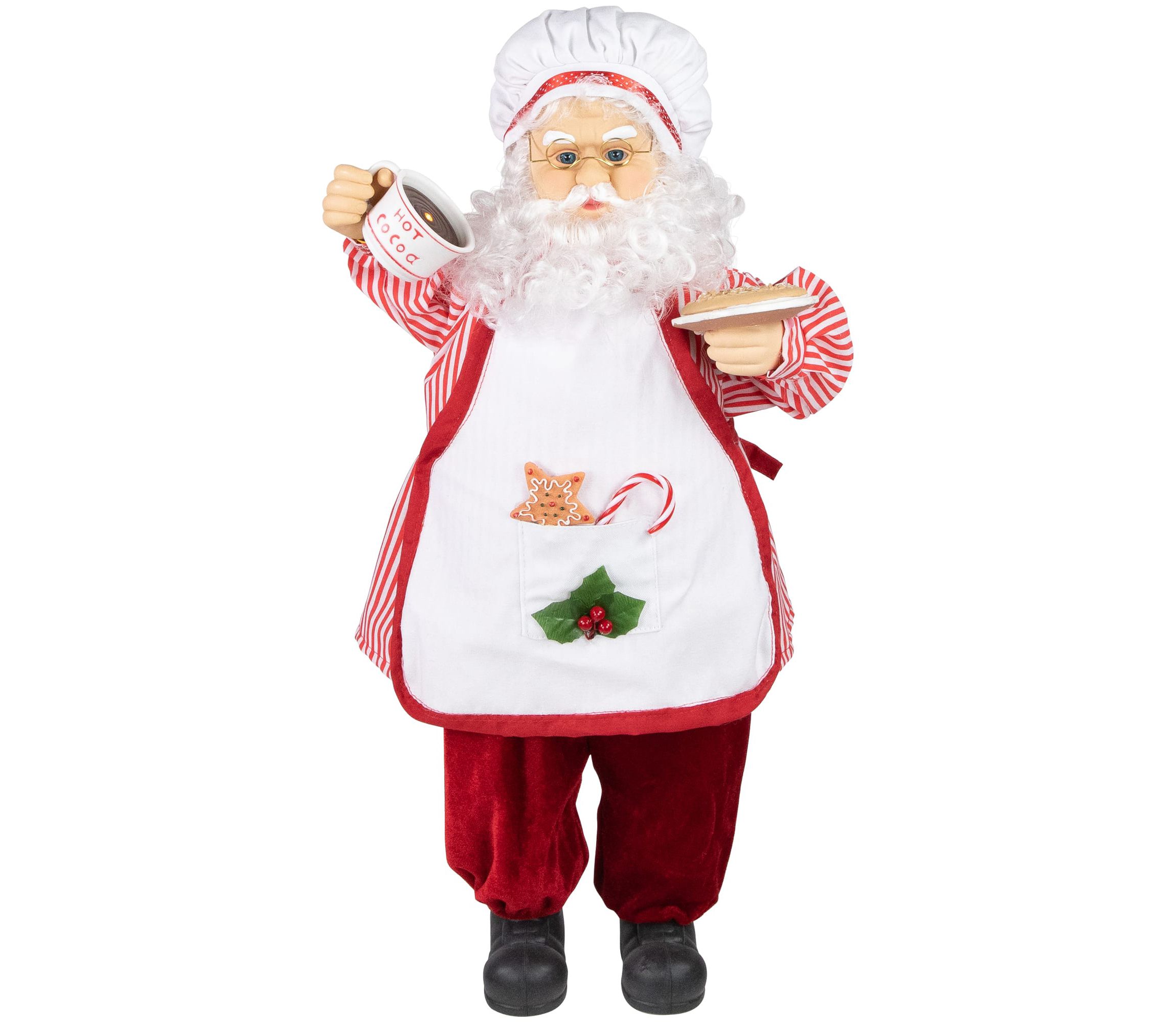 24" Animated and Musical Chef Santa Claus With Hot Cocoa and Cookie Christmas Figure