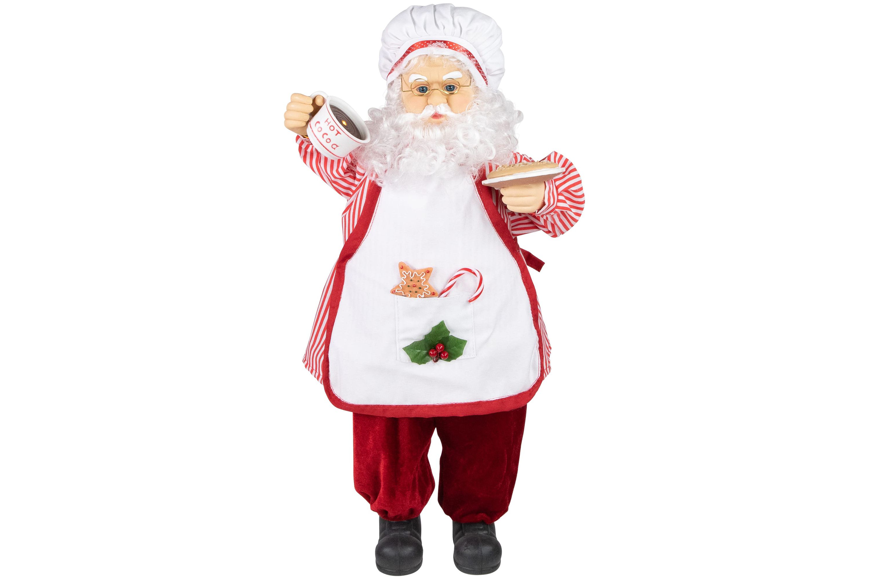 24" Animated and Musical Chef Santa Claus With Hot Cocoa and Cookie Christmas Figure