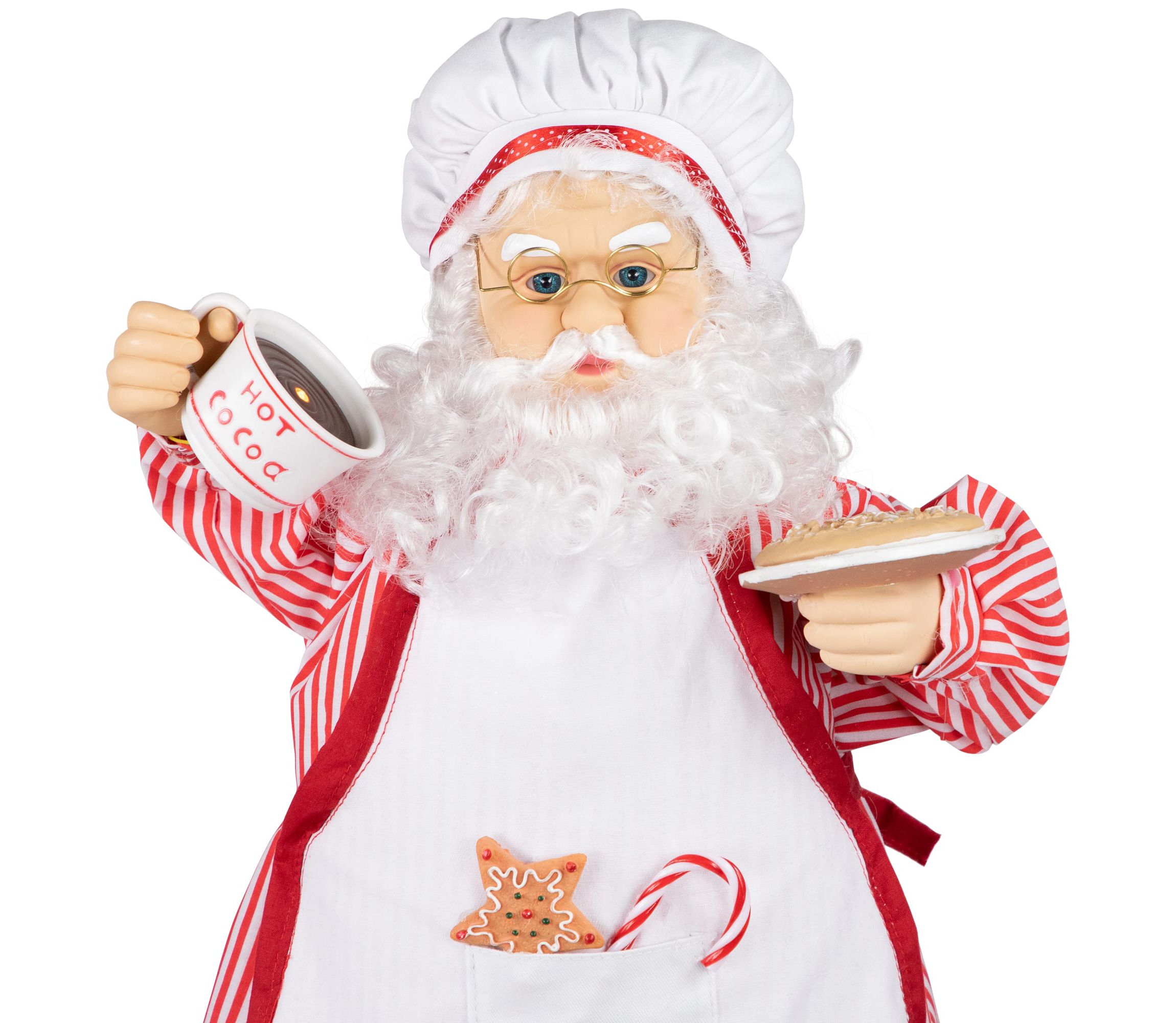 24" Animated and Musical Chef Santa Claus With Hot Cocoa and Cookie Christmas Figure