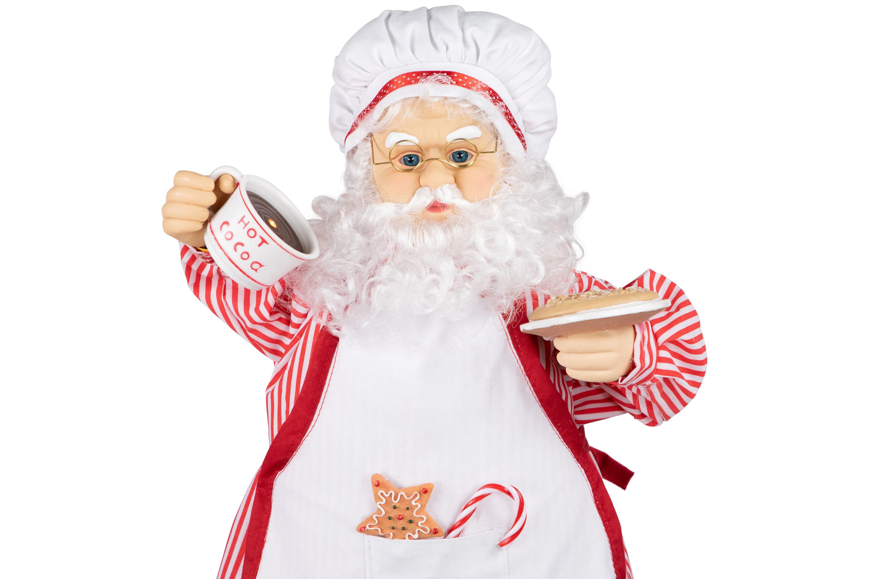 24" Animated and Musical Chef Santa Claus With Hot Cocoa and Cookie Christmas Figure