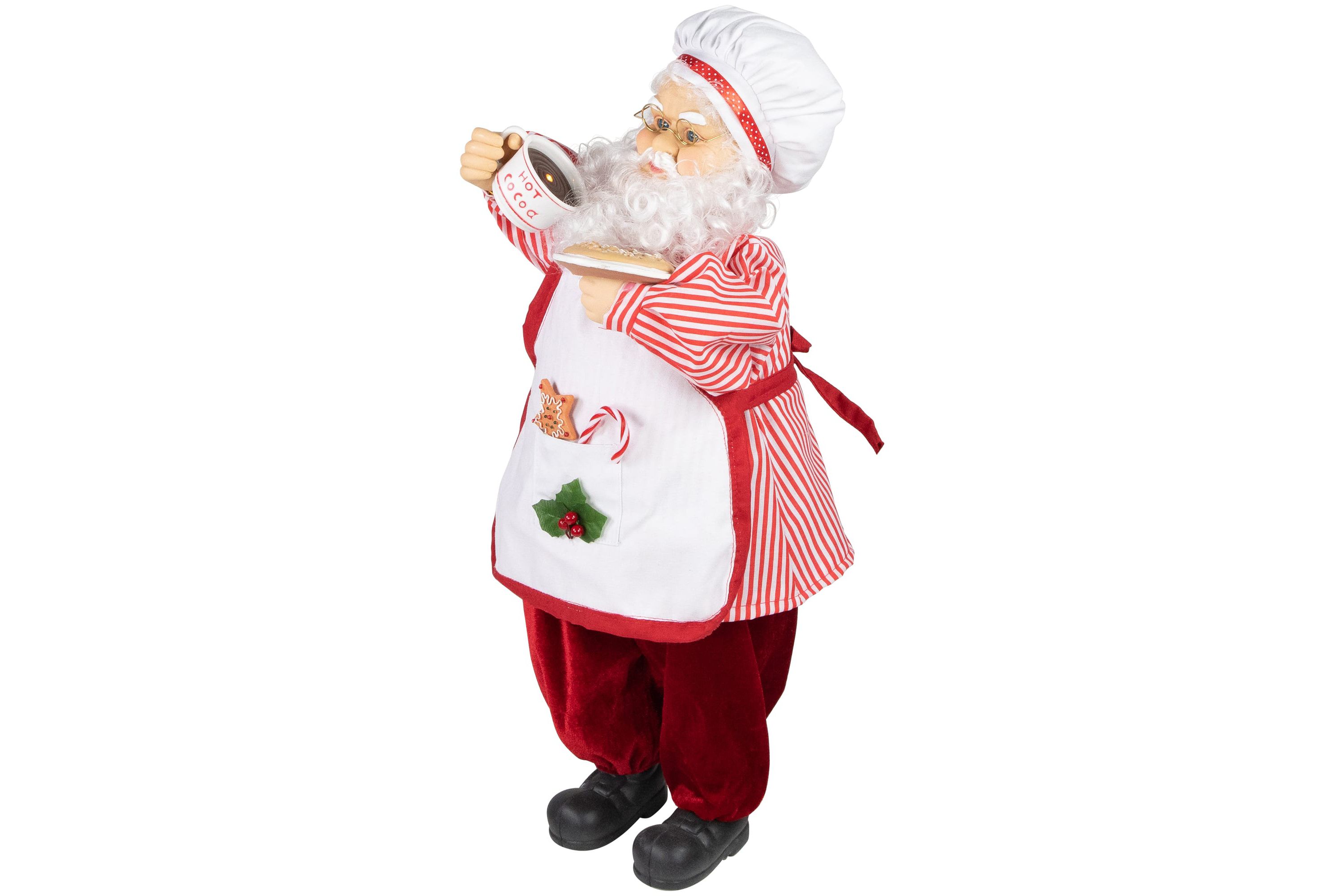 24" Animated and Musical Chef Santa Claus With Hot Cocoa and Cookie Christmas Figure