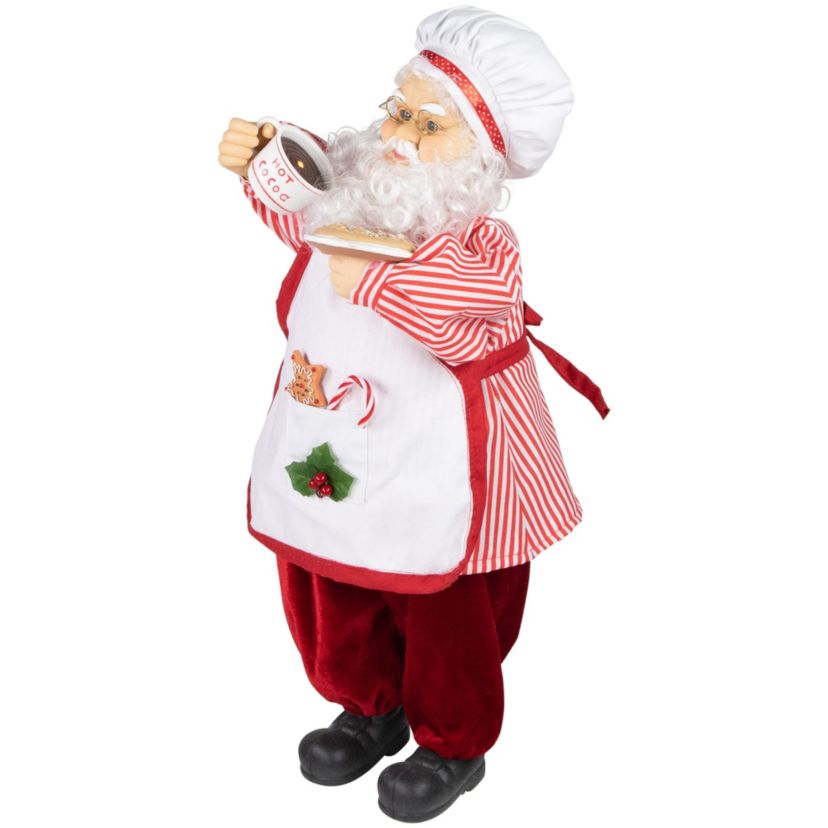 24" Animated and Musical Chef Santa Claus With Hot Cocoa and Cookie Christmas Figure