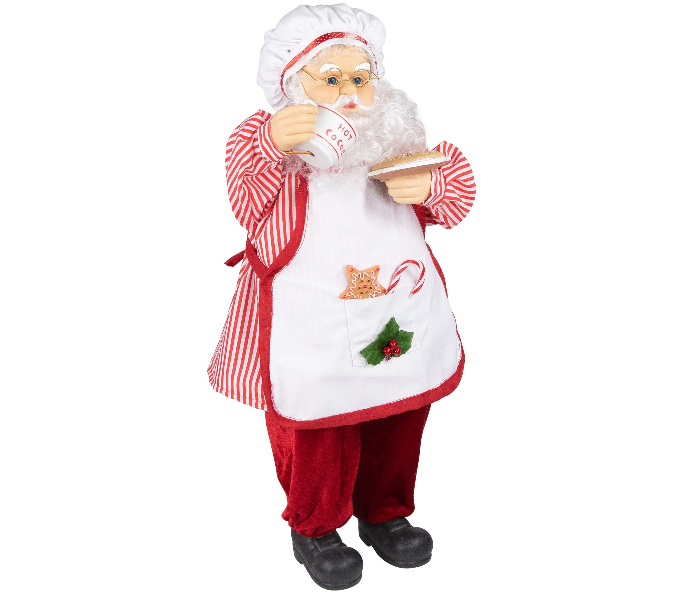 24" Animated and Musical Chef Santa Claus With Hot Cocoa and Cookie Christmas Figure