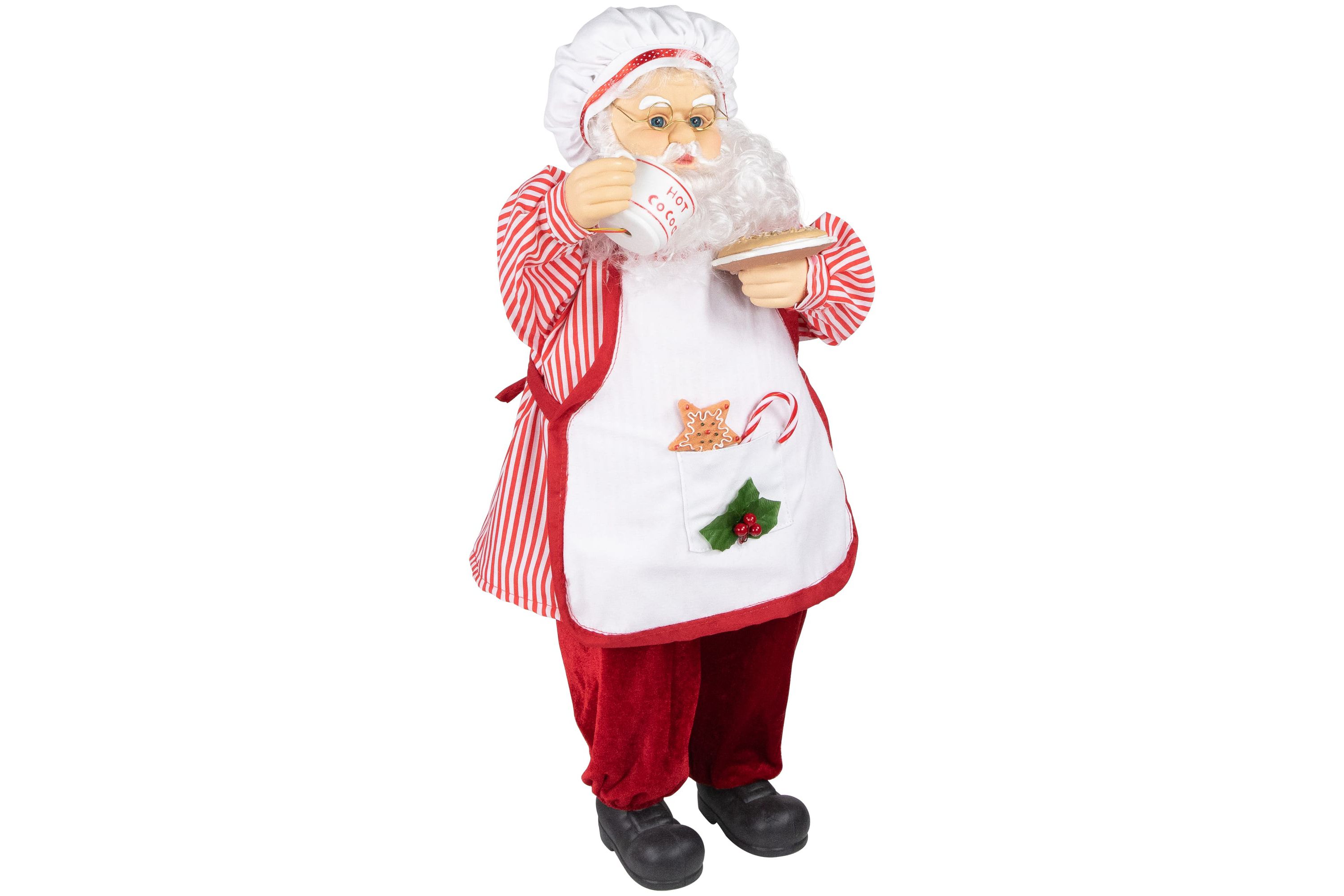 24" Animated and Musical Chef Santa Claus With Hot Cocoa and Cookie Christmas Figure
