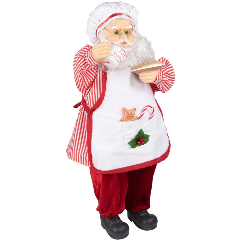 24" Animated and Musical Chef Santa Claus With Hot Cocoa and Cookie Christmas Figure