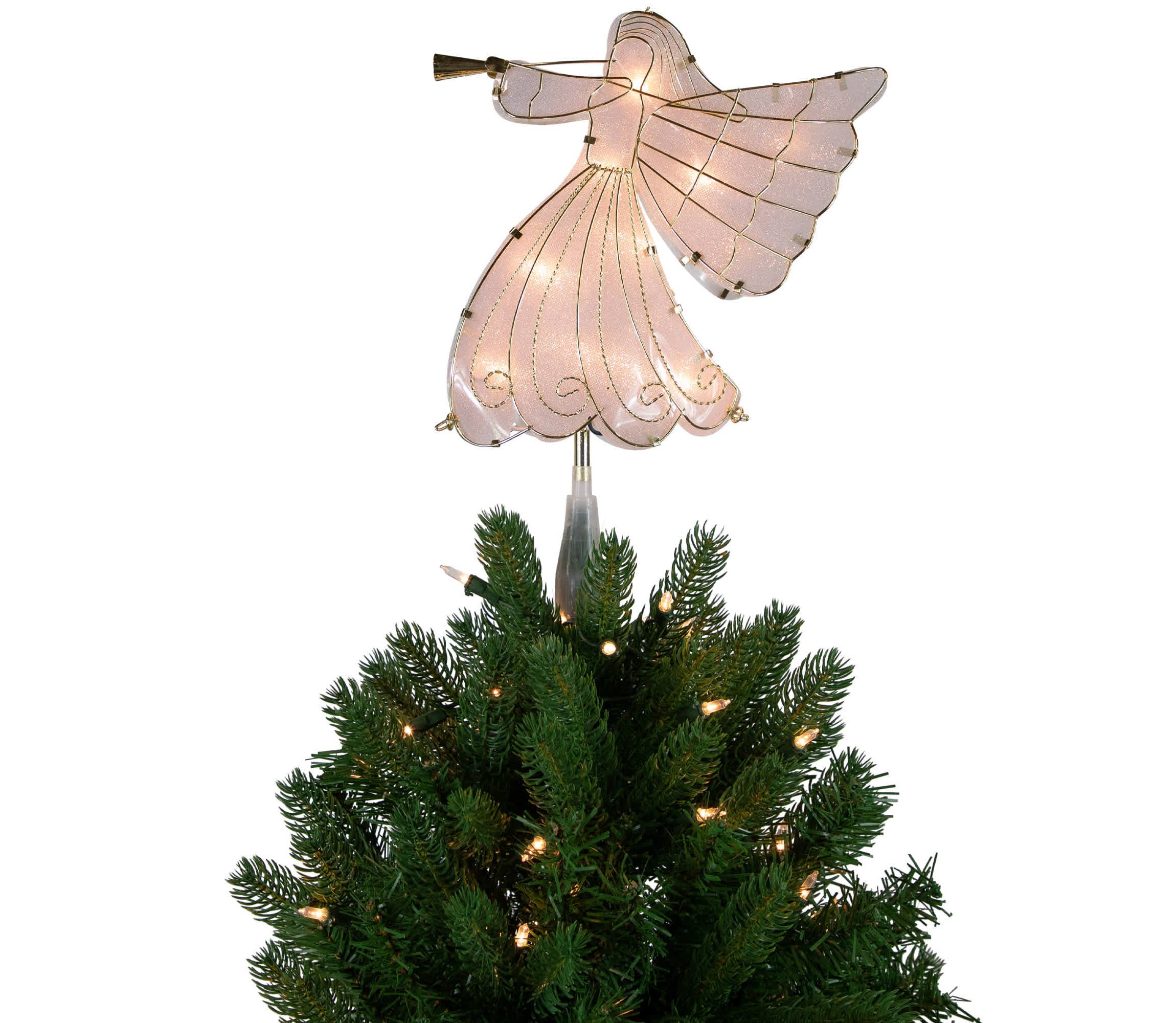 10" Gold Angel Tree Topper Warm White Lights