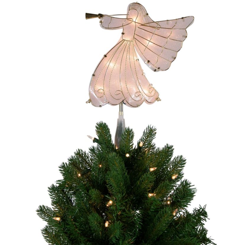 10" Gold Angel Tree Topper Warm White Lights