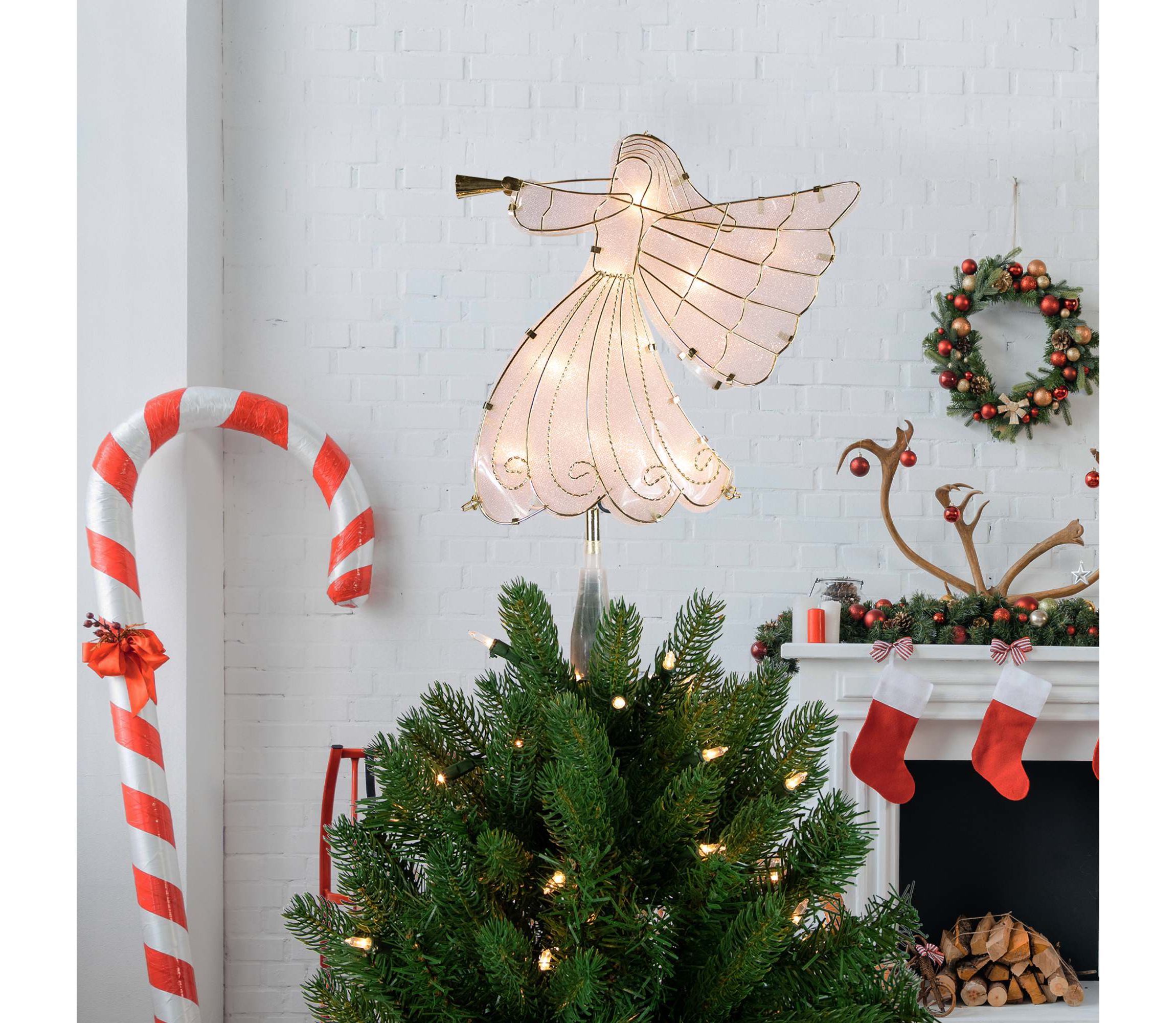 10" Gold Angel Tree Topper Warm White Lights