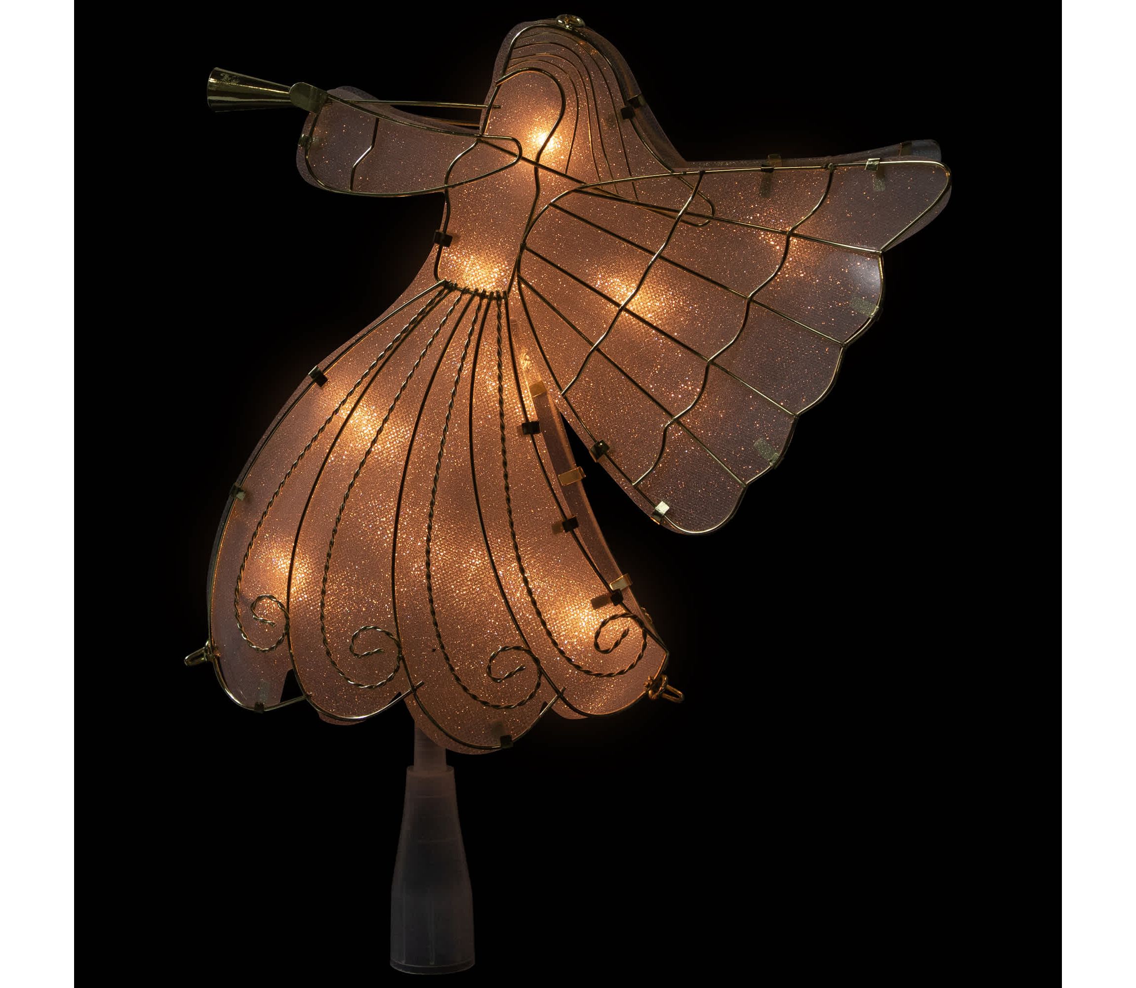 10" Gold Angel Tree Topper Warm White Lights