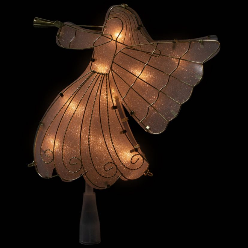10" Gold Angel Tree Topper Warm White Lights
