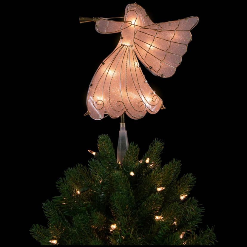 10" Gold Angel Tree Topper Warm White Lights