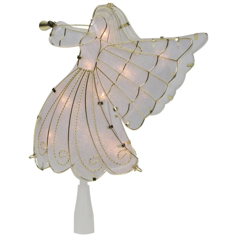 10" Gold Angel Tree Topper Warm White Lights