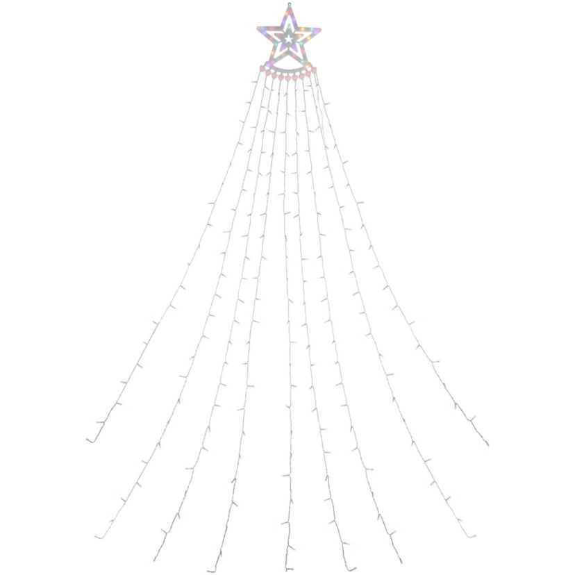 12.5ft Multicolor LED Waterfall Light Tree and Tree Topper Outdoor Christmas Decoration