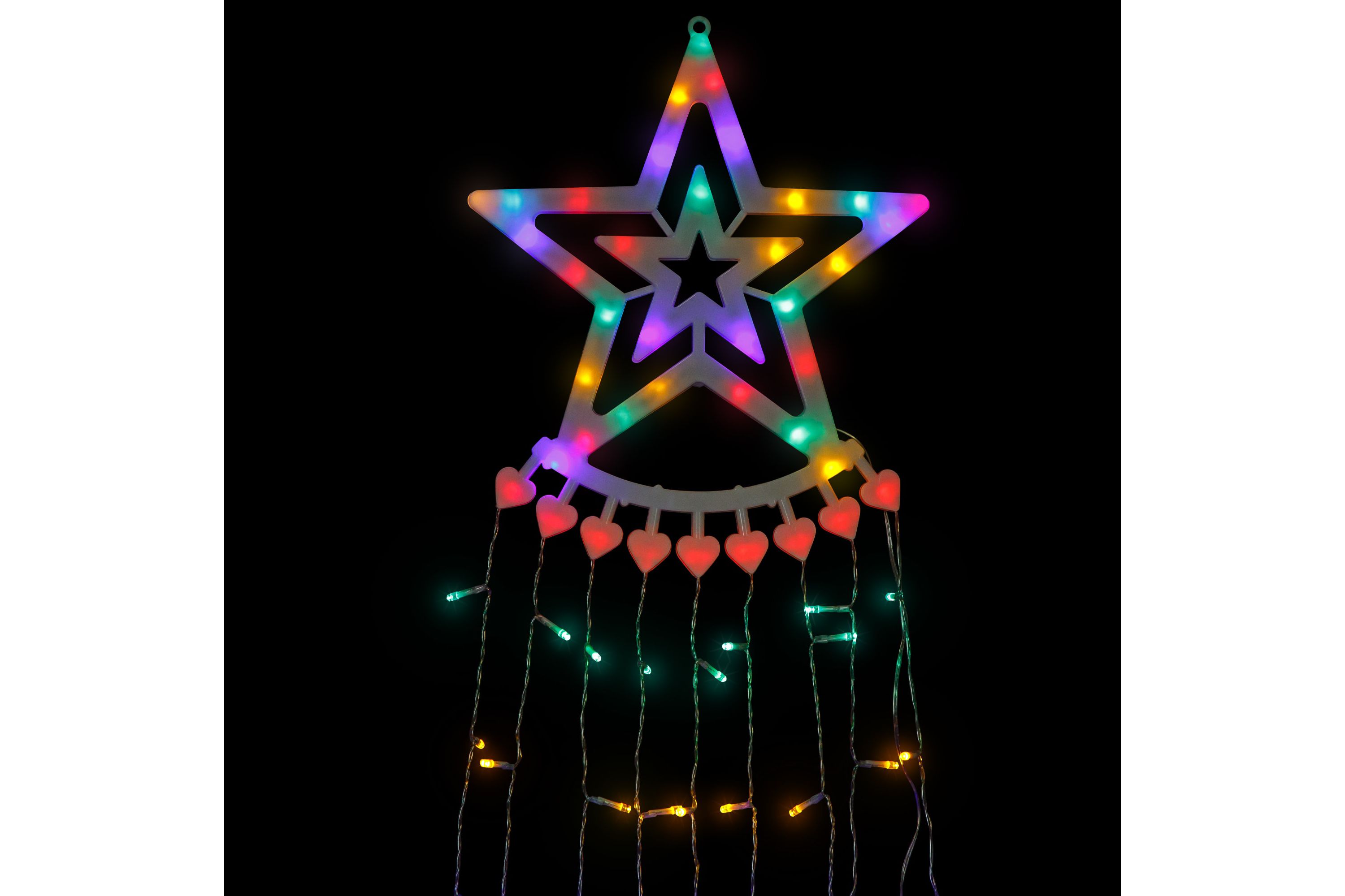 12.5ft Multicolor LED Waterfall Light Tree and Tree Topper Outdoor Christmas Decoration
