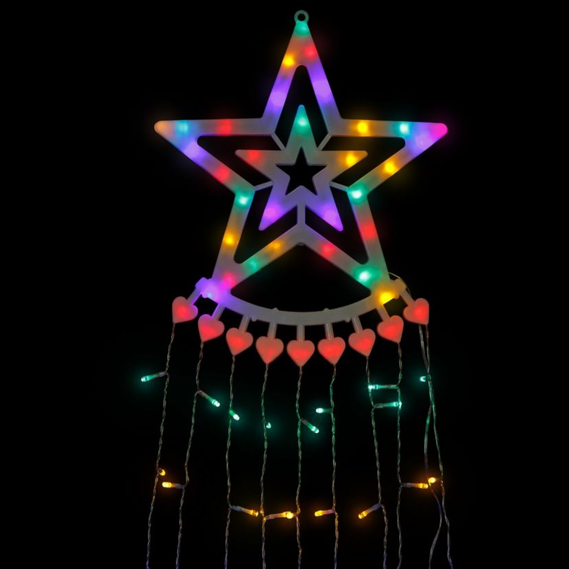 12.5ft Multicolor LED Waterfall Light Tree and Tree Topper Outdoor Christmas Decoration