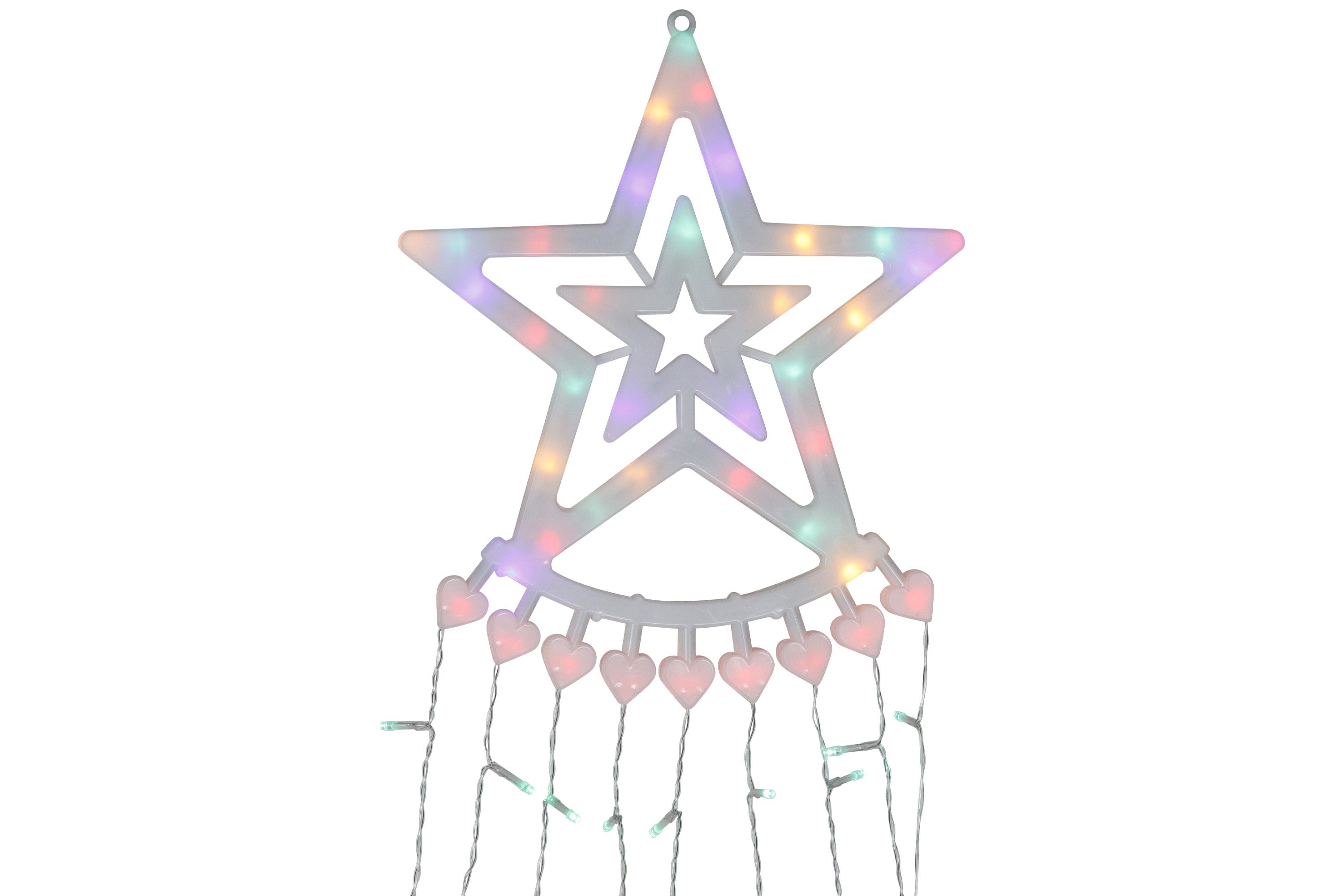 12.5ft Multicolor LED Waterfall Light Tree and Tree Topper Outdoor Christmas Decoration