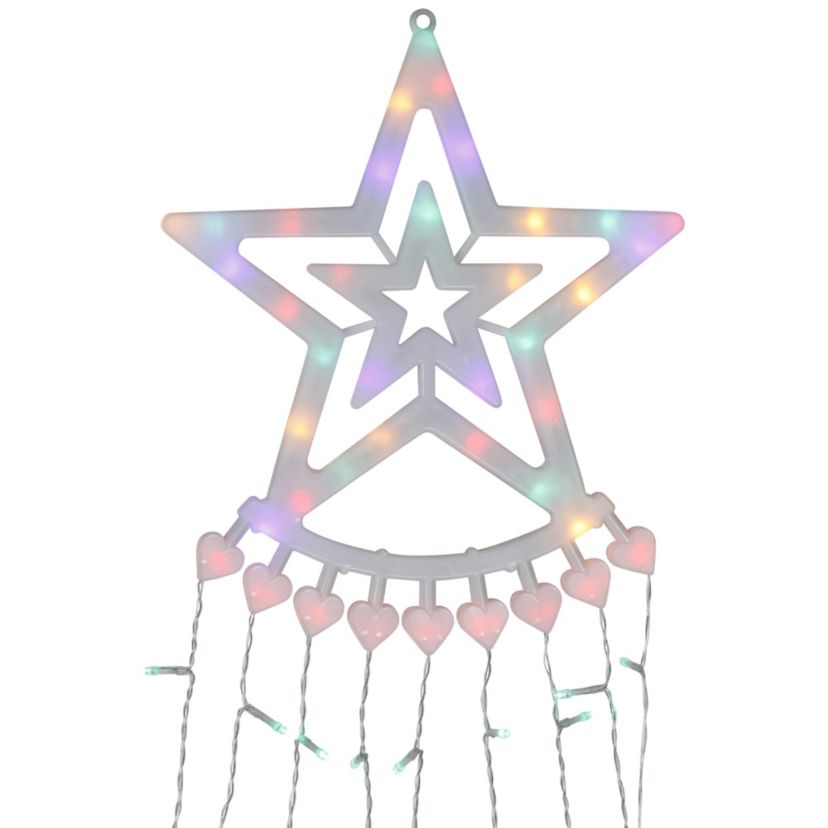 12.5ft Multicolor LED Waterfall Light Tree and Tree Topper Outdoor Christmas Decoration