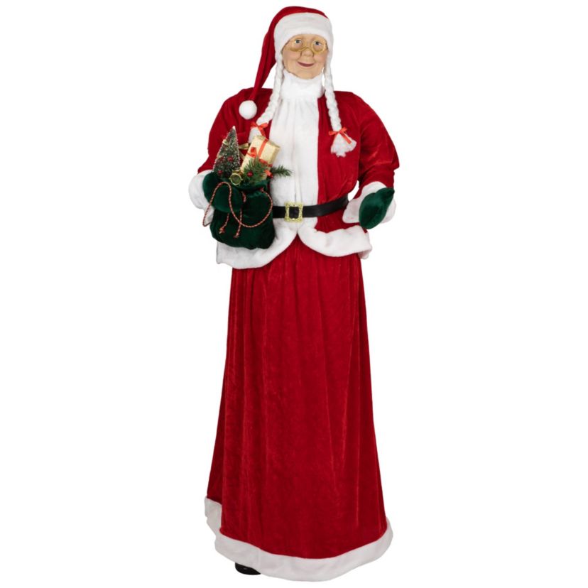 6ft Mrs. Claus Commercial Christmas Figure with Gift Bag