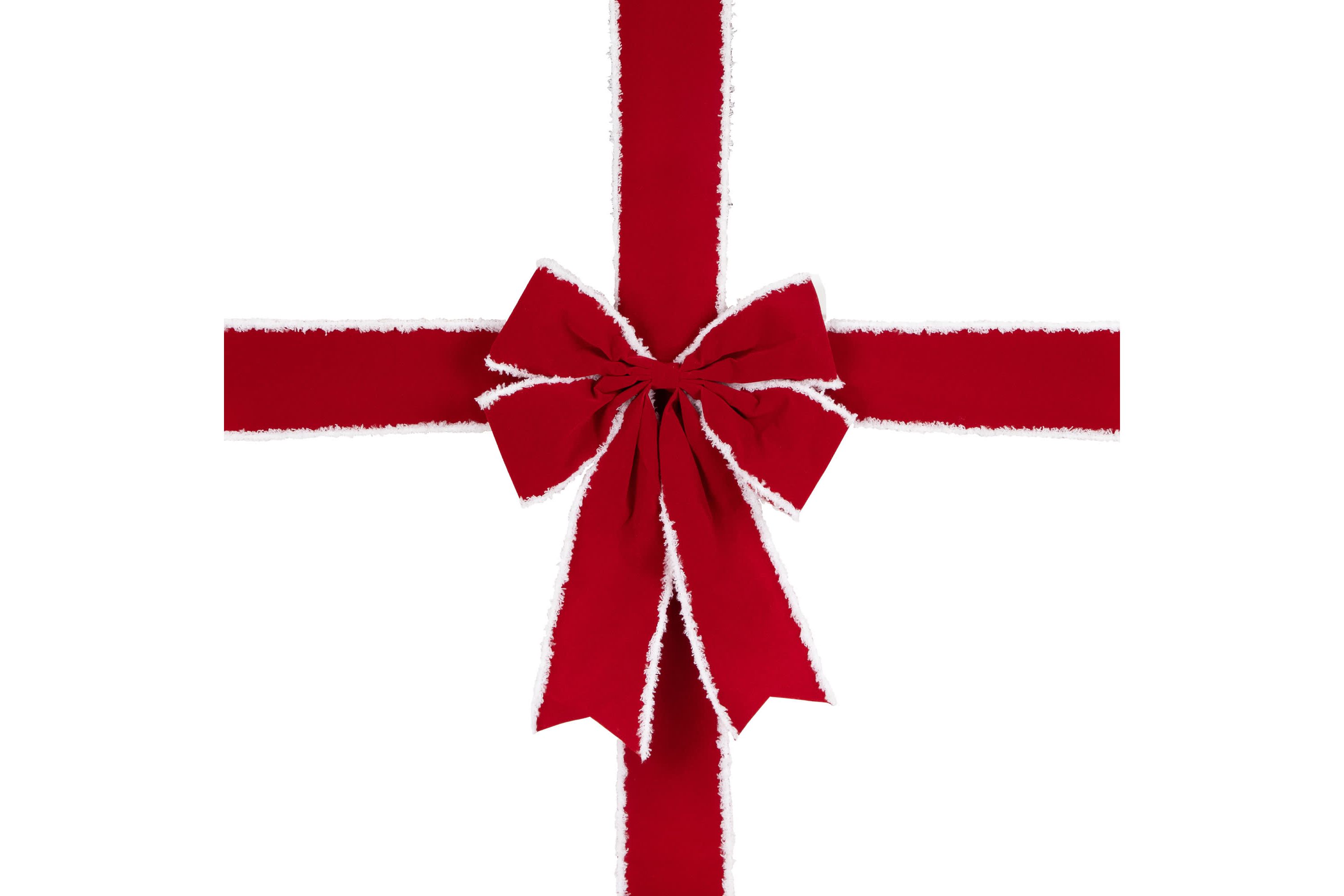14 Red and White Velvet Christmas Door Bow