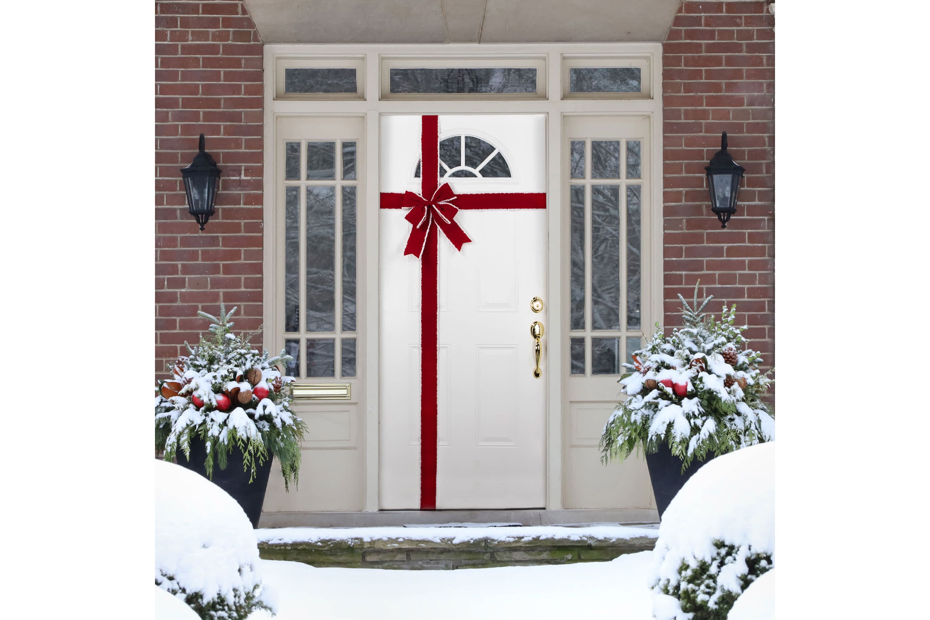 14 Red and White Velvet Christmas Door Bow