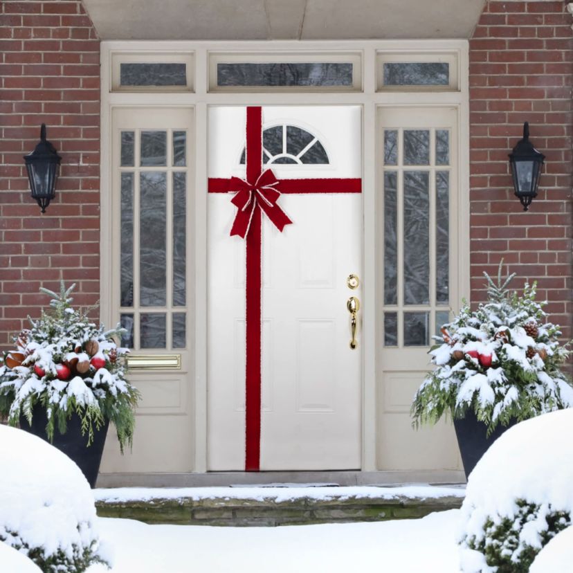 14 Red and White Velvet Christmas Door Bow