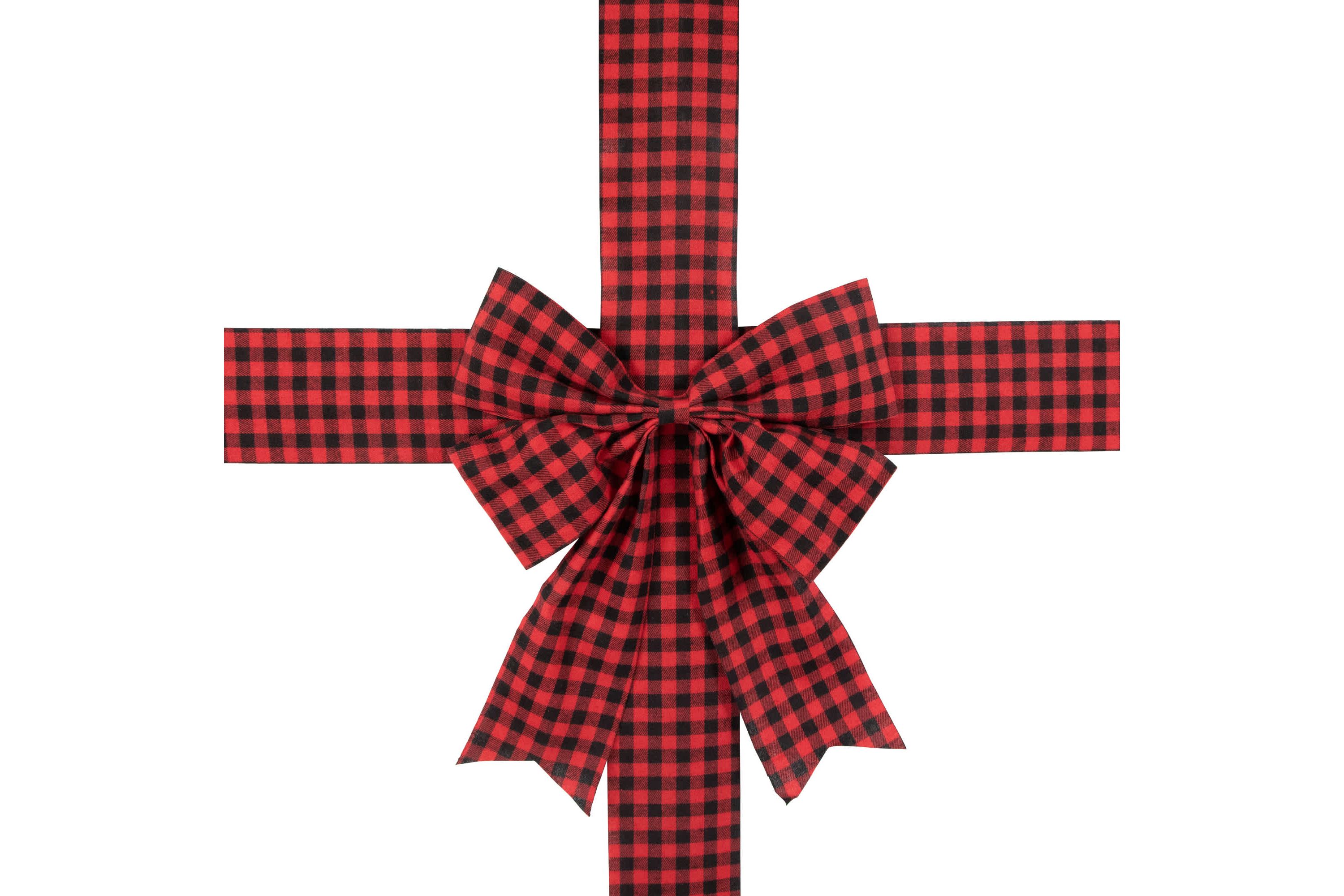 14 Red Buffalo Plaid Christmas Door Bow
