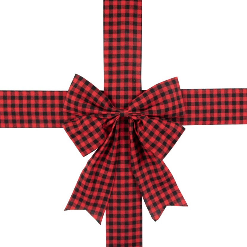 14 Red Buffalo Plaid Christmas Door Bow