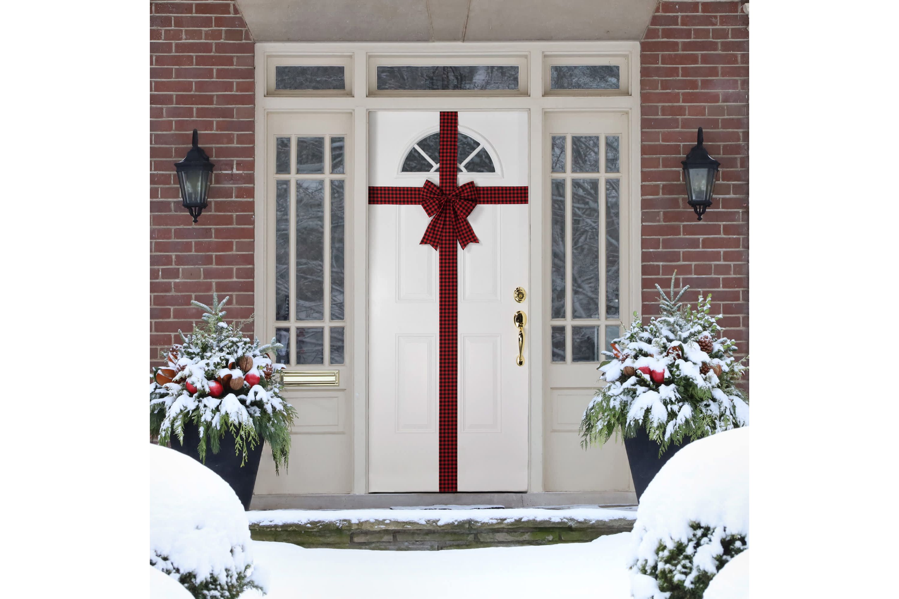 14 Red Buffalo Plaid Christmas Door Bow