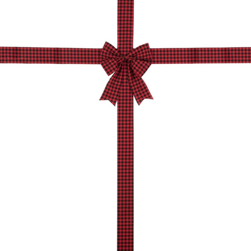 14 Red Buffalo Plaid Christmas Door Bow