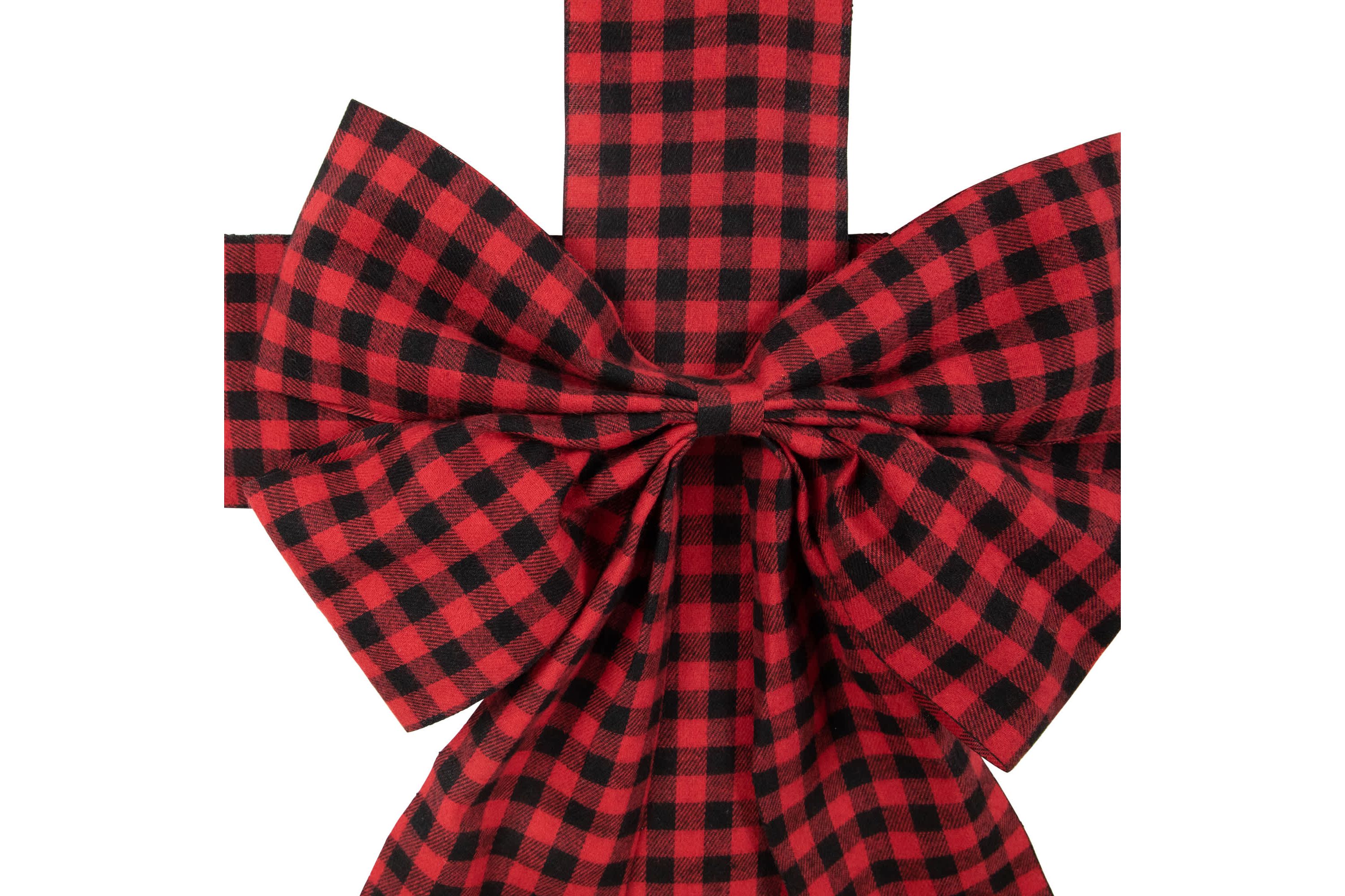 14 Red Buffalo Plaid Christmas Door Bow