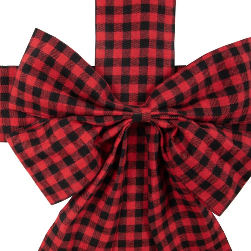 14 Red Buffalo Plaid Christmas Door Bow
