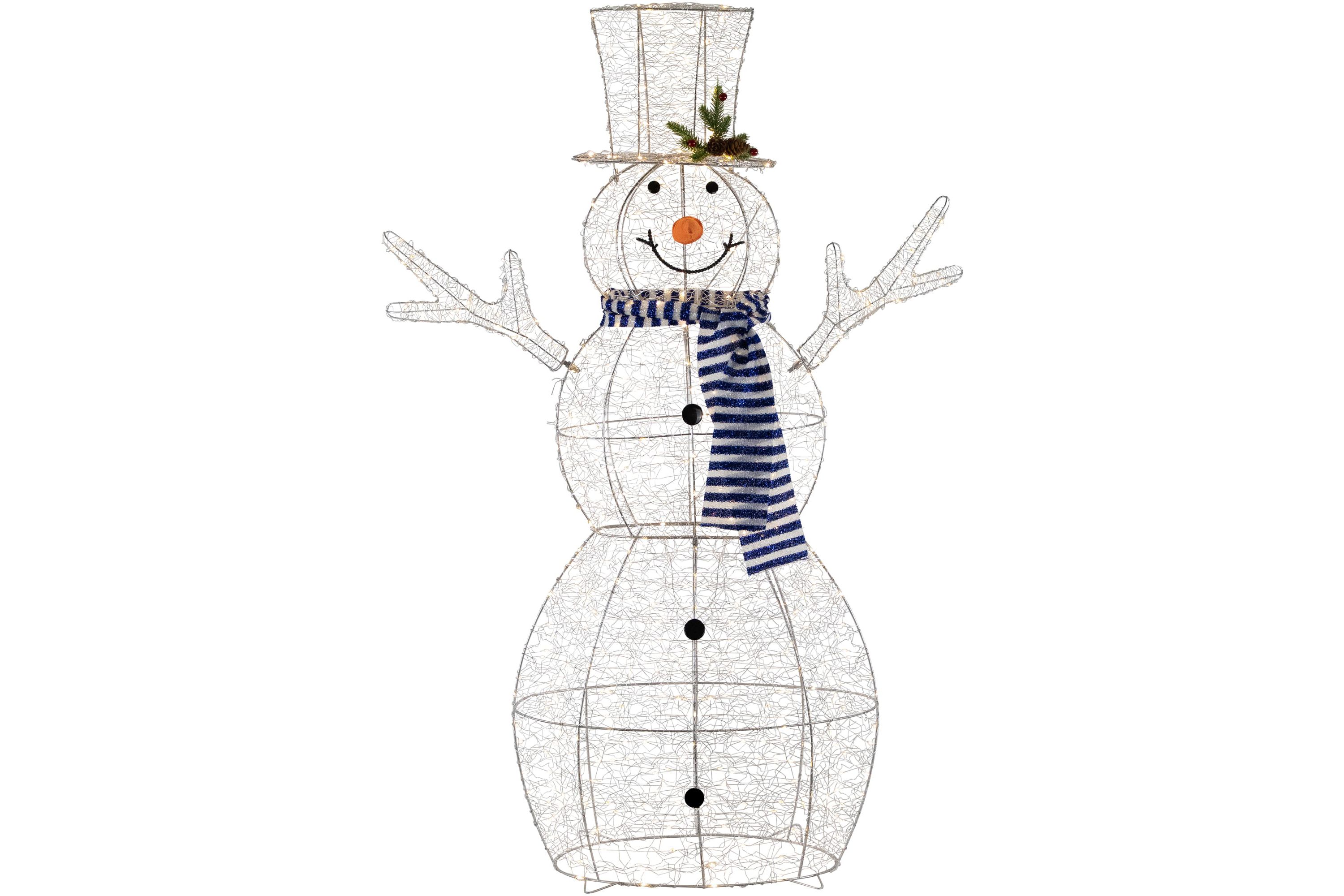 48" LED Lighted Silver Mesh Snowman Outdoor Twinkling Christmas Decoration